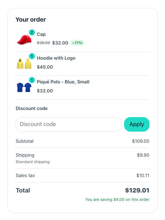 Checkout summary