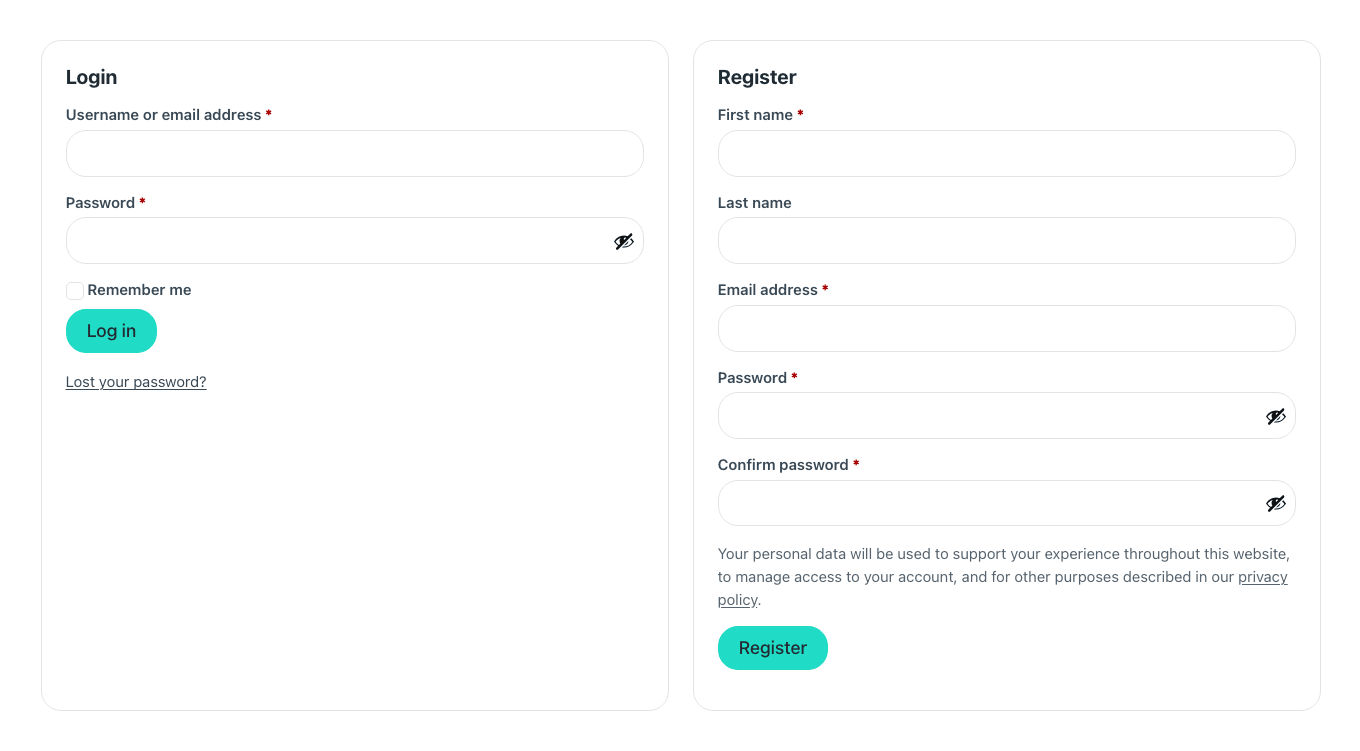 La pantalla de acceso y registro: entrar en una tarjeta y crear la cuenta en la otra